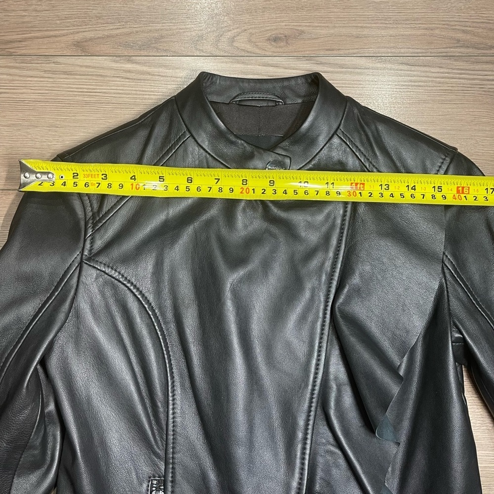 MARCIANO Daniel Moto-Zip Ruffle Leather Jacket - Picture 8 of 13